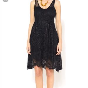 Free People Black Foil Print Lace Dress
